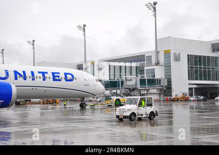 Aviation, Airport, Munich, Apron, Gates, Aircraft, Operations Stock Photo