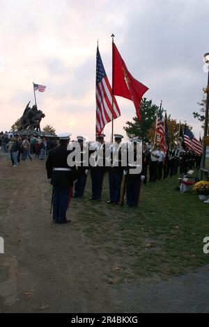 US Navy  Members of the U.S. Marine Corps Color Guard from the Cape Cod and Islands Detachment 955, serve as the opening color guard. Stock Photo