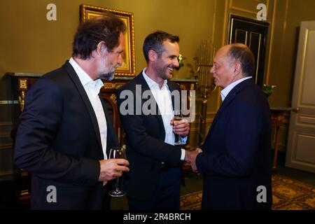 Monaco, Monaco. 26th May, 2023. DE GROODT Stéphane, DUPIN Laurent & VASSEUR Frédéric (fra), Team Principal & General Manager of the Scuderia Ferrari, at the 10th anniversary of Canal  TV channel covering F1, at the Casino de Monaco, during the Formula 1 Grand Prix de Monaco 2023, 6th round of the 2023 Formula One World Championship from May 26 to 28, 2023 on the Circuit de Monaco, in Monaco - Photo Florent Gooden/DPPI Credit: DPPI Media/Alamy Live News Stock Photo