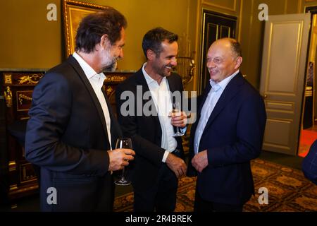 Monaco, Monaco. 26th May, 2023. DE GROODT Stéphane, DUPIN Laurent & VASSEUR Frédéric (fra), Team Principal & General Manager of the Scuderia Ferrari, at the 10th anniversary of Canal  TV channel covering F1, at the Casino de Monaco, during the Formula 1 Grand Prix de Monaco 2023, 6th round of the 2023 Formula One World Championship from May 26 to 28, 2023 on the Circuit de Monaco, in Monaco - Photo Florent Gooden/DPPI Credit: DPPI Media/Alamy Live News Stock Photo