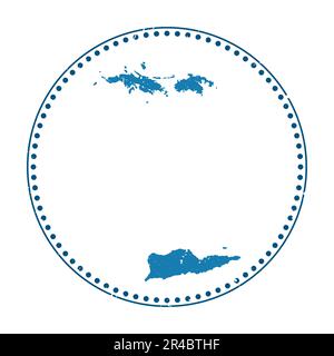 Virgin Islands sticker. Travel rubber stamp with map of island, vector illustration. Stock Vector
