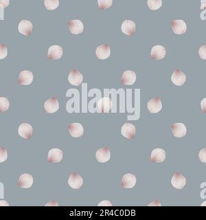 Watercolor seamless pattern with shells. Hand painting clipart underwater life objects on a white isolated background. For designers, decoration, post Stock Photo