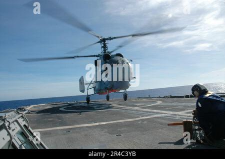 US Navy The Russian Helix KA-27 helicopter launches off the flight deck ...