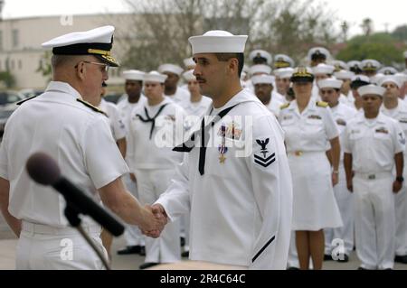US Navy  Hospital Corpsman 2nd Class was awarded the Silver Star Medal. Stock Photo