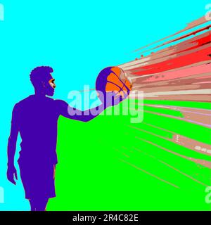 blue green and red energy from the sport of basketball Stock Vector