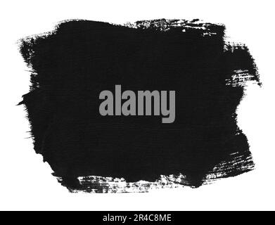 Hand painted black block of paint isolated on white background Stock Photo