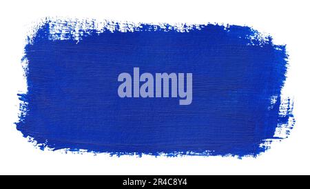 Hand painted blue block of paint isolated on white background Stock Photo