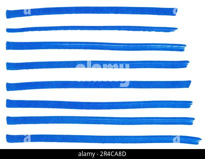 Set of blue marker paint texture. Stroke isolated on white background Stock Photo