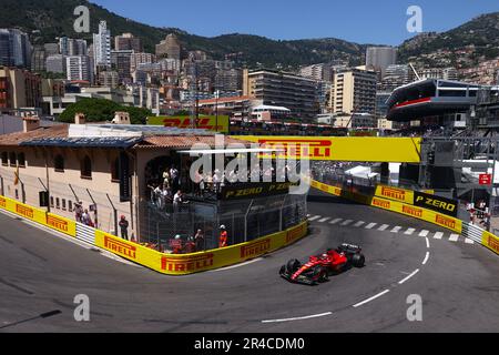 Monte Carlo, Monaco. 27th May, 2023. Charles Leclerc of Ferrari is drivig on the track during Practice 3 ahead of the F1 Grand Prix of Monaco at Circuit de Monaco on May 27, 2023 in Monte-Carlo, Monaco. (Credit Image: © Beata Zawrzel/ZUMA Press Wire) EDITORIAL USAGE ONLY! Not for Commercial USAGE! Stock Photo