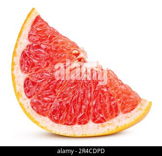 Slice of grapefruit citrus fruit isolated on white background with clipping path. Full depth of field. Stock Photo