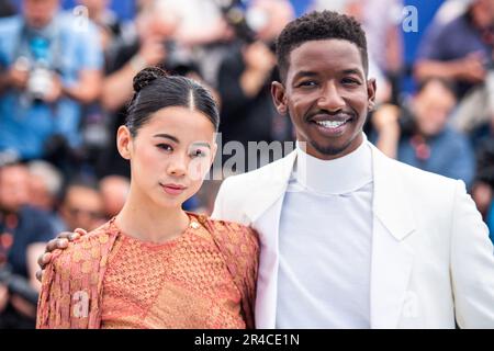 Cannes, France. 27th May, 2023. Leah Lewis and Mamoudou Athie attending the Elemental Photocall as part of the 76th Cannes Film Festival in Cannes, France on May 27, 2023. Photo by Aurore Marechal/ABACAPRESS.COM Credit: Abaca Press/Alamy Live News Stock Photo