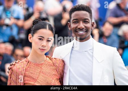 Cannes, France. 27th May, 2023. Leah Lewis and Mamoudou Athie attending the Elemental Photocall as part of the 76th Cannes Film Festival in Cannes, France on May 27, 2023. Photo by Aurore Marechal/ABACAPRESS.COM Credit: Abaca Press/Alamy Live News Stock Photo