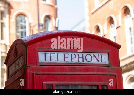 Red Phone Box Broadway in the Lace Market area of Nottingham City, Nottinghamshire England UK Stock Photo