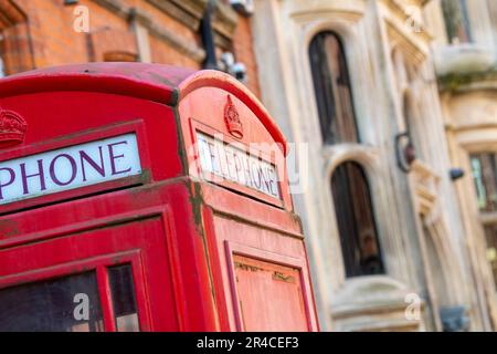 Red Phone Box Broadway in the Lace Market area of Nottingham City, Nottinghamshire England UK Stock Photo