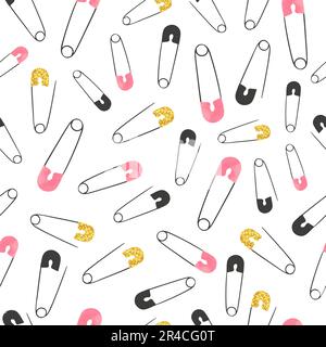 Seamless safety pins pattern. Vector background. Stock Vector