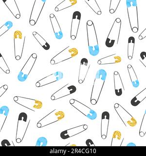 Seamless pattern with safety pins. Vector background. Stock Vector