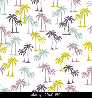 Seamless pattern with colorful palm trees. Vector tropical background. Stock Vector