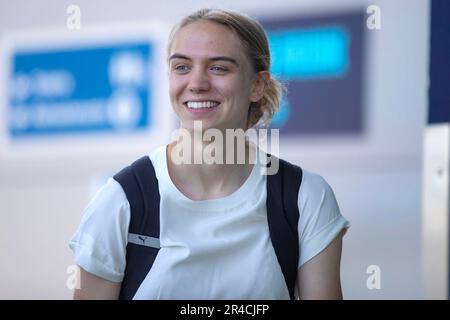 Manchester, UK. 27th May 2023. Esme Morgan #14 of Manchester City arriving at the Academy Stadium during the Barclays FA Women's Super League match between Manchester City and Everton at the Academy Stadium, Manchester on Saturday 27th May 2023. (Photo: Mike Morese | MI News) Credit: MI News & Sport /Alamy Live News Stock Photo