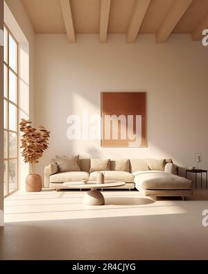 Neutral beige minimalistic stylish interior design. Aesthetic details, autumn atmosphere Stock Photo