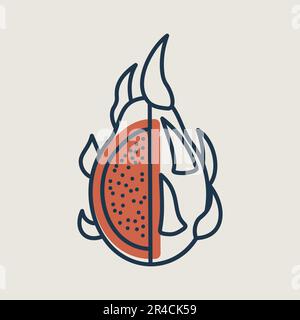 Dragon fruit, Pitaya or Pitahaya tropical fruit vector icon. Graph symbol for food and drinks web site, apps design, mobile apps and print media, logo Stock Vector
