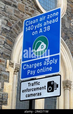 Bristol Clean Air Zone sign in St Pauls Bristol UK Stock Photo