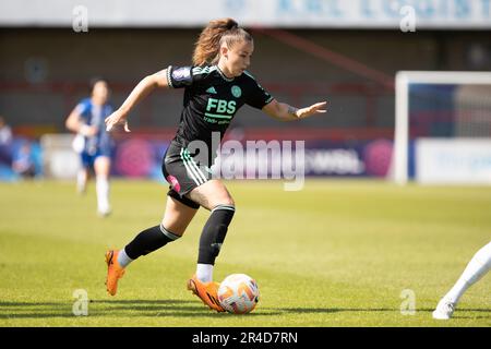 Crawley, UK. 27th May, 2023. Hannah Cain during the FA Barclays Women’s Super League fixture between Brighton & Hove Albion and Leicester City at Broadfield Stadium Credit: Ryan Asman/Alamy Live News Stock Photo