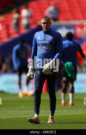 Wembley Stadium, London, UK. 27th May, 2023. EFL Championship Play Off Football Final, Coventry City versus Luton Town; goalkeeper Ethan Horvath of Luton Town warms up ahead of kick-off Credit: Action Plus Sports/Alamy Live News Stock Photo