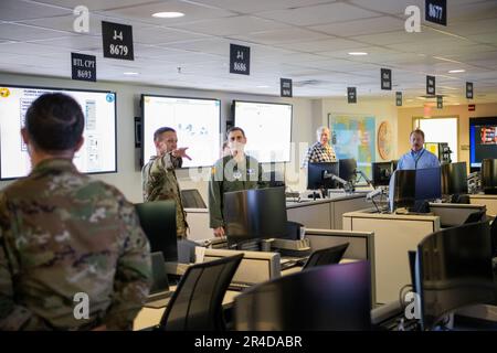 Lt. Gen. Marc H. Sasseville, the 12th Vice Chief of the National Guard Bureau, visits with members of the Florida National Guard, Feb. 10, 2023. The VCNGB is second in charge of the National Guard Bureau, which is a joint activity of the Department of Defense. Stock Photo