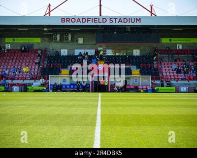 Broadfield Stadium, Crawley, UK. 27th May, 2023. Broadfield Stadium before the football match between Brighton and Hove Albion and Leicester City at Broadfield Stadium, Crawley, England. (Claire Jeffrey/SPP) Credit: SPP Sport Press Photo. /Alamy Live News Stock Photo
