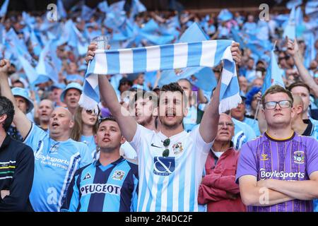 London, UK. 24th May, 2023. Coventry fans singing the national anthem ahead of the Sky Bet Championship Play-Off Final match Coventry City vs Luton Town at Wembley Stadium, London, United Kingdom, 27th May 2023 (Photo by Gareth Evans/News Images) in London, United Kingdom on 5/24/2023. (Photo by Gareth Evans/News Images/Sipa USA) Credit: Sipa USA/Alamy Live News Stock Photo