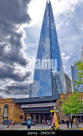 London London Bridge Underground Station overlooked by the Shard Skyscraper Stock Photo