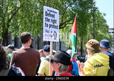 London, UK. 27th May 2023. Not My Bill. Activists from mutiple organisations protested in Parliament Square against The Public Order Act 2023 bill that came into effect on May 3rd 2023. Credit: michael melia/Alamy Live News Stock Photo