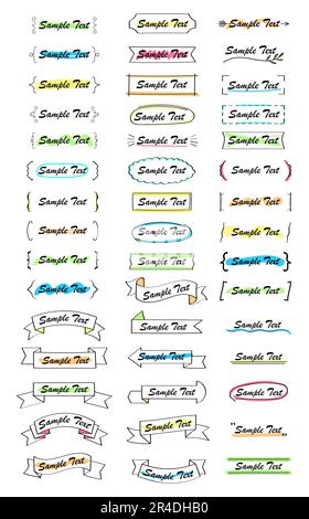 Text title frame vector set in doodle style. Label, tag, braces decoration. Talk bubble. Stock Vector