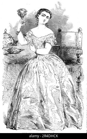 Mademoiselle Piccolomini, of Her Majesty's Theatre, 1856. 'Descended from one of the most ancient and most illustrious patrician families of Rome this gifted girl, urged on by an invincible impulse - with that confidence of success which is so often the companion of real genius - cast aside all the prerogatives of her high station, and, despite the tears and the entreaties of her noble relations of the houses of the Piccolomini and the Amalfi...[took to the stage]...Rank, position, fortune, family traditions...were of no avail against the mighty tide of song that surged within the gentle breas Stock Photo