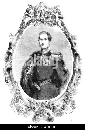 His Royal Highness Frederic William, Prince of Prussia - painted by Winterhalter, 1856. Portrait of Prince Frederick, son-in-law of Queen Victoria. He later became Frederick III, German Emperor, and King of Prussia. From &quot;Illustrated London News&quot;, 1856. Stock Photo