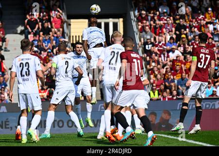 Prague, Czech Republic. 27th May, 2023. Sparta Praha footballers won the  first division title after nine years as the team drew 0-0 with Slovacko in  the latest match in Prague, Czech Republic