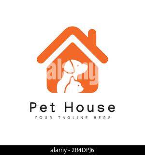 Pet House Logo Design Animal Home Paw Logotype Stock Vector