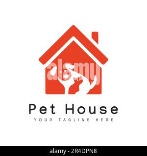 Pet House Logo Design Animal Home Paw Logotype Stock Vector
