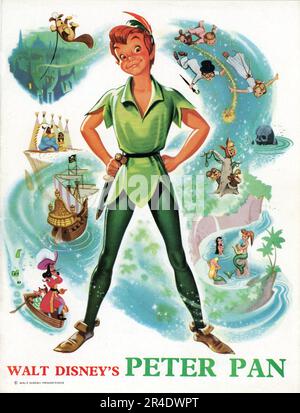 BOBBY DRISCOLL as the voice of Peter Pan in WALT DISNEY'S PETER PAN 1953 directors Clyde Geronimi Wilfred Jackson and Hamilton Luske an adaptation of the play by James M. Barrie A Walt Disney Production Stock Photo