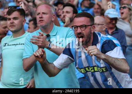 Coventry fans celebrate VAR disallowing the goal from Joe Taylor #25 of ...