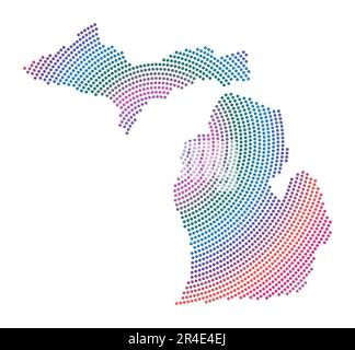 Michigan dotted map. Digital style map of the state on dark background ...