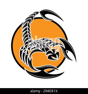 Vector image of a stylized scorpion on an orange background. Stock Vector