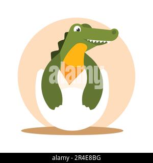 Crocodile in egg flat icon for apps and websites. Stock Vector