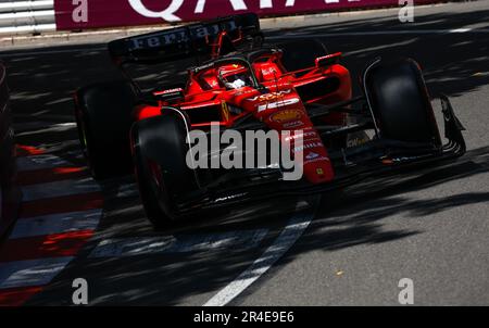 Montecarlo, Monaco. 27th May 2023. 16 LECLERC Charles (mco), Scuderia Ferrari SF-23, action during the Formula 1 Grand Prix de Monaco 2023, 6th round of the 2023 Formula One World Championship from May 26 to 28, 2023 on the Circuit de Monaco, in Monaco - Photo: Dppi/DPPI/LiveMedia Credit: Independent Photo Agency/Alamy Live News Stock Photo