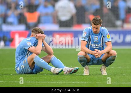 London, UK. 27th May, 2023. 27 May 2023 - Coventry City v Luton Town - Sky Bet Championship - Play Off - Final - Wembley Stadium Coventry City players dejected after losing the Sky Bet Championship play-off final at Wembley Stadium, London. Picture Credit: Mark Pain/Alamy Live News Stock Photo
