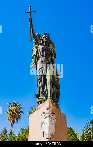 Statue of Isabella the Catholic - Isabel La Católica. Isabella I was Queen of Castile. Melilla, Ciudad Autónoma de Melilla, Spain, África, EU. Stock Photo