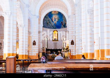 Interior. The Church of the Sacred Heart, Iglesia del Sagrado Corazón, is a neo-Romanesque Catholic temple in the Spanish city of Melilla. It is locat Stock Photo