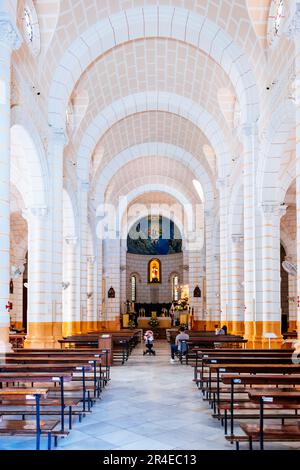 Interior. The Church of the Sacred Heart, Iglesia del Sagrado Corazón, is a neo-Romanesque Catholic temple in the Spanish city of Melilla. It is locat Stock Photo