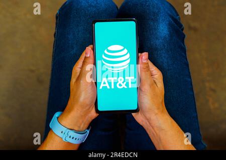 Brazil. 27th May, 2023. In this photo illustration, the AT&T logo is displayed on a smartphone screen. (Credit Image: © Rafael Henrique/SOPA Images via ZUMA Press Wire) EDITORIAL USAGE ONLY! Not for Commercial USAGE! Stock Photo