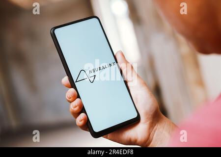 Brazil. 27th May, 2023. In this photo illustration, the Neuralink logo is displayed on a smartphone screen. (Credit Image: © Rafael Henrique/SOPA Images via ZUMA Press Wire) EDITORIAL USAGE ONLY! Not for Commercial USAGE! Stock Photo